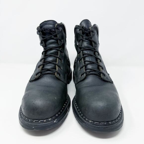 Red Wing Black Leather Steel Toe Safety Boots Men's Size 9.5 Lace Up Made in USA - Picture 2 of 9